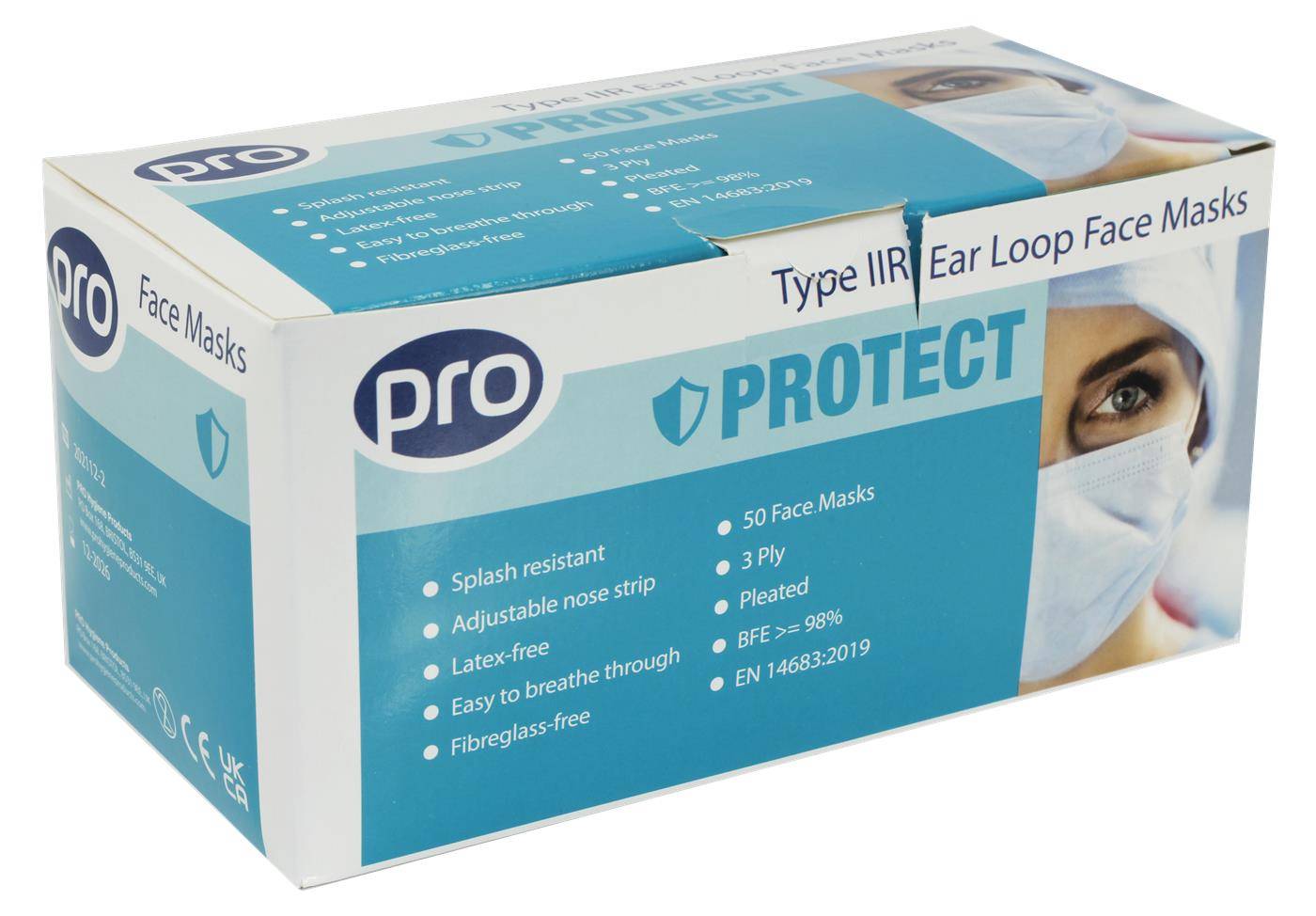 PRO Type IIR Ansiktsmask för öronögla, vätsketålig förpackning om 50 st