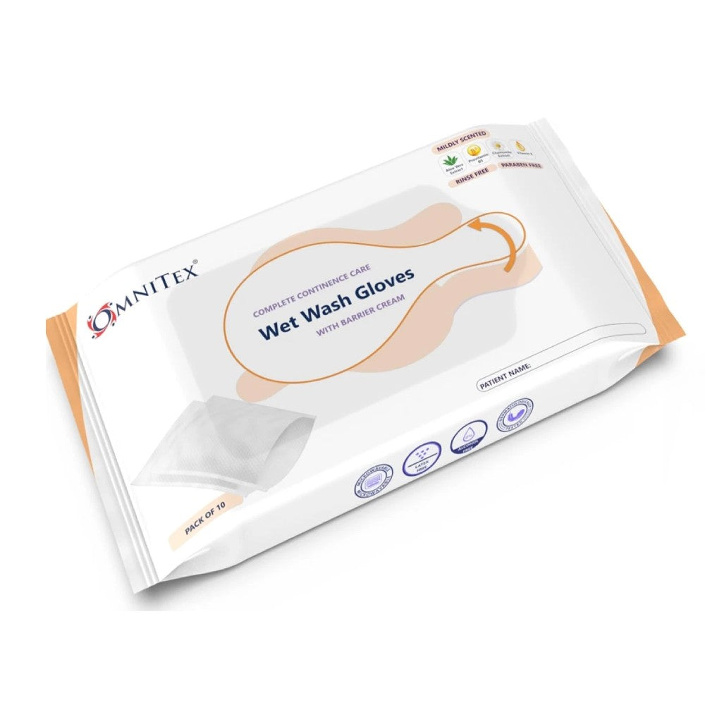 Omnitex Bed Bath Wet Wash Handskar med Barrier Cream Pack om 10