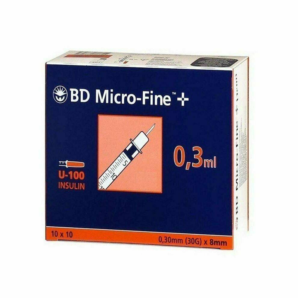 0,3 ml 30 g 8 mm BD mikrofin spruta och nål u100