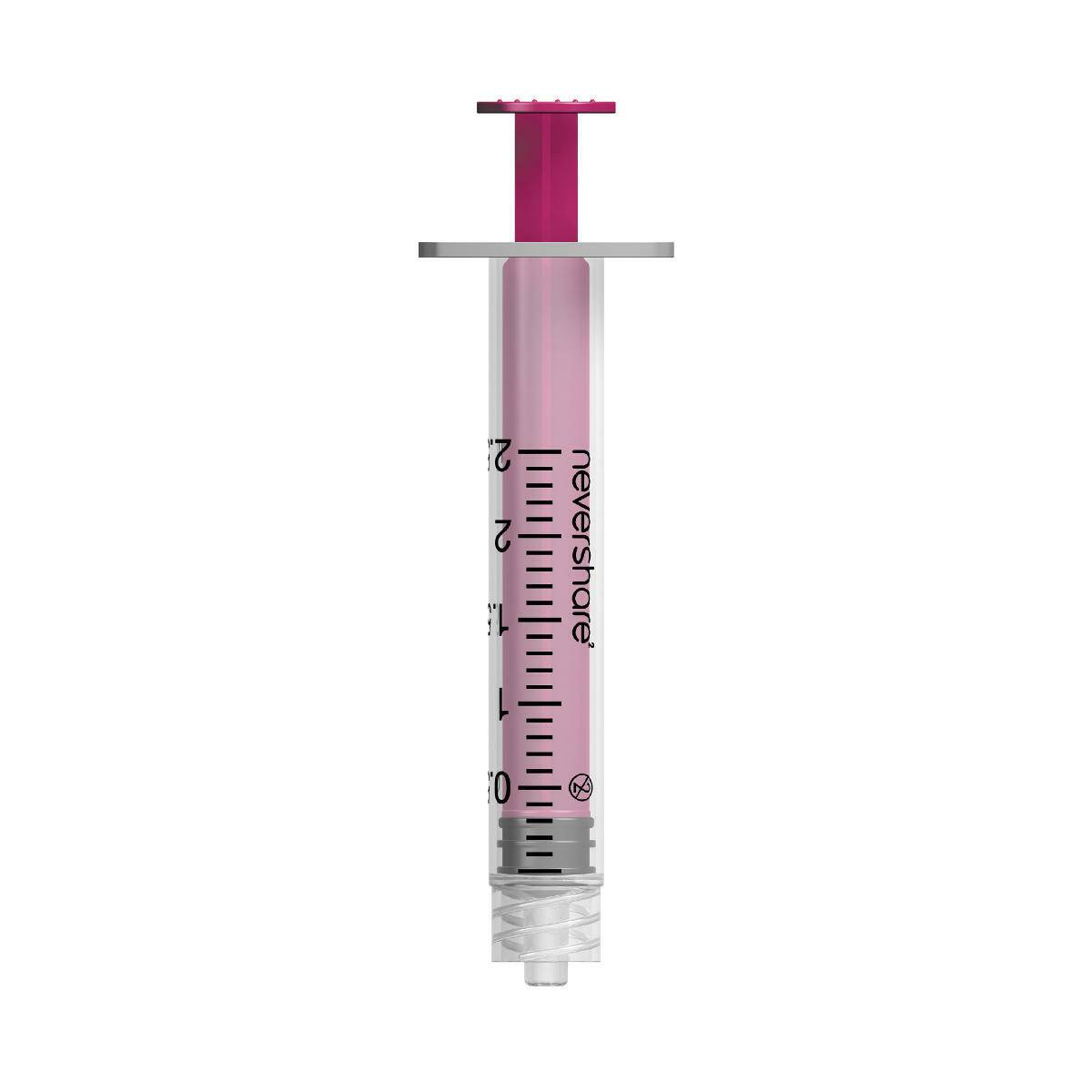 2,5 ml rosa Nevershare Luer Lock-sprutor