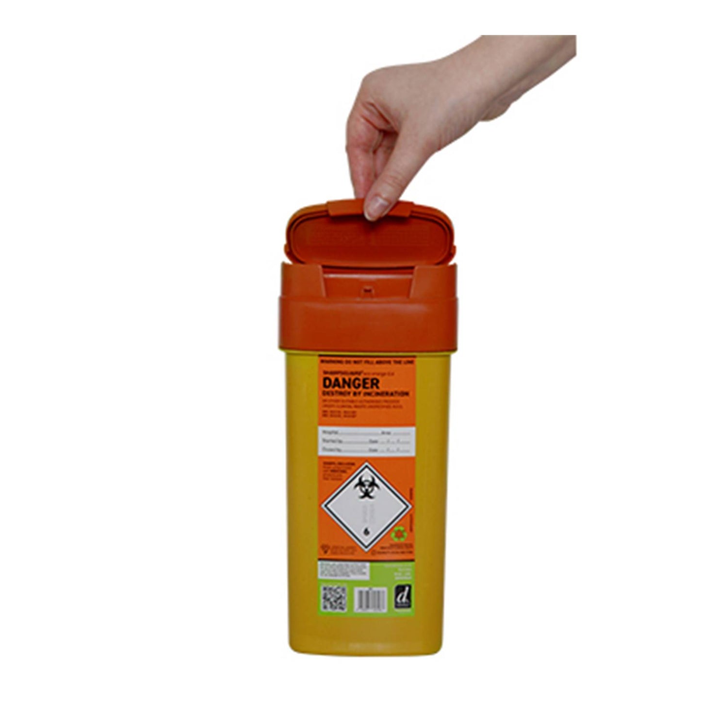 0,6 liters Sharpsguard Orange Sharps Bin