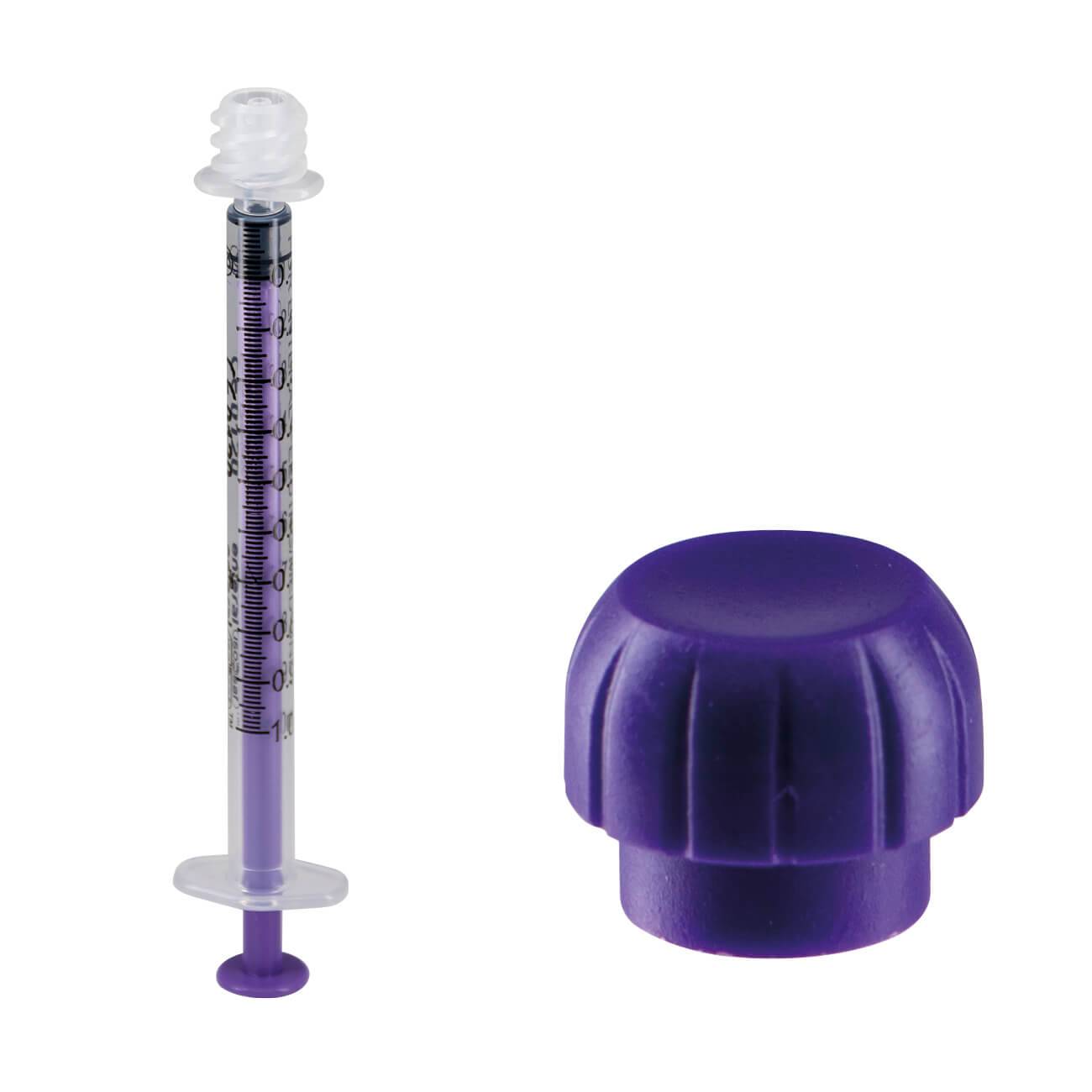 1 ml ENFit Låg Dos ISOSAF Engångsspruta & Tryckpassande Lock