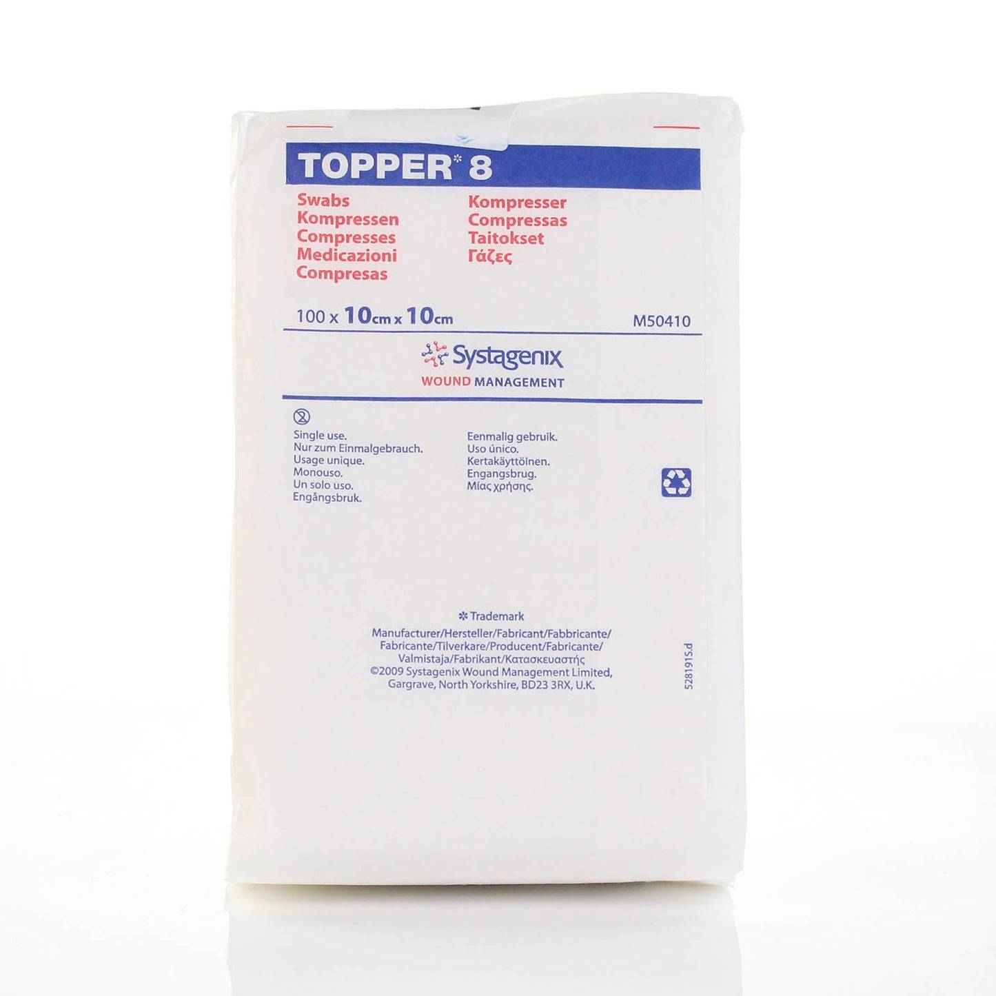 10 cm x 10 cm Topper 8 4-lagers icke-sterila pinnar Förpackning med 100 J&J