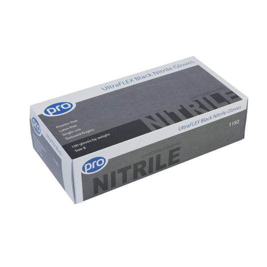 PRO UltraFLEX Black Nitrile Handskar Box med 100 st
