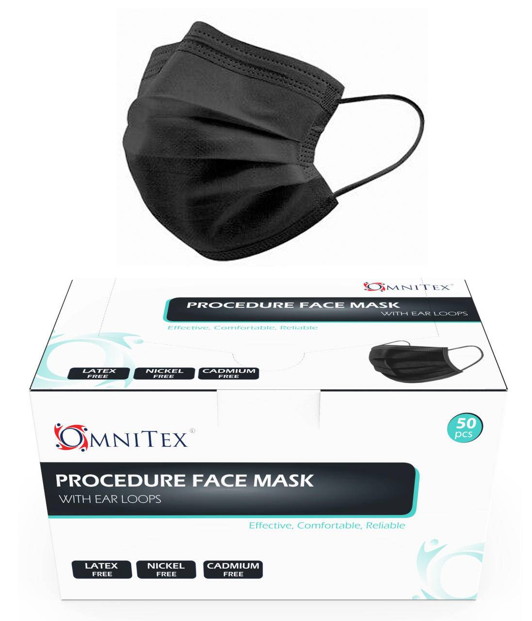Typ IIR kirurgisk ansiktsmask x 50 (svart)