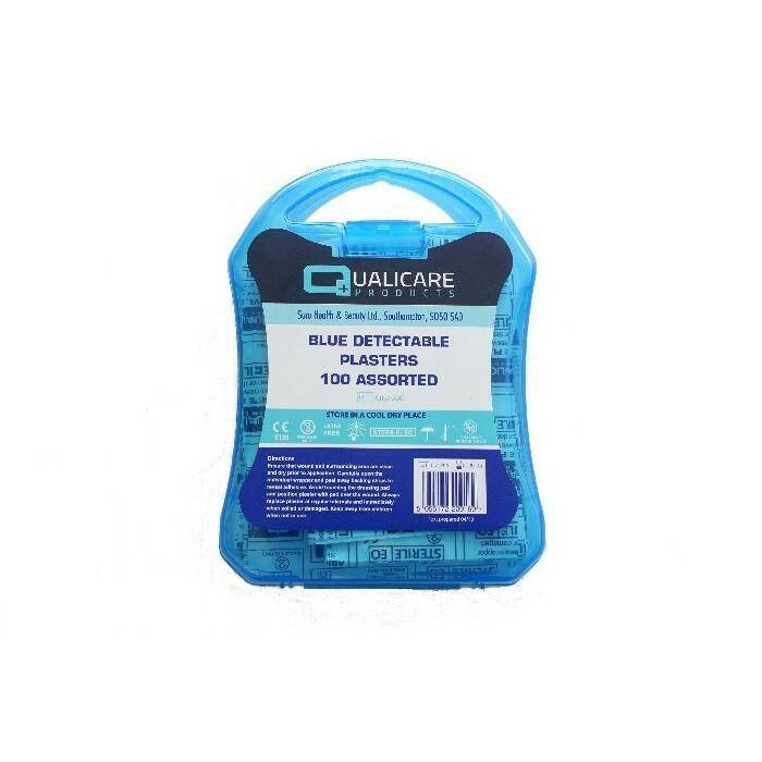 Assorted Blue Detectable Plasters x 100 Boxed QP7080 UKMEDI.CO.UK