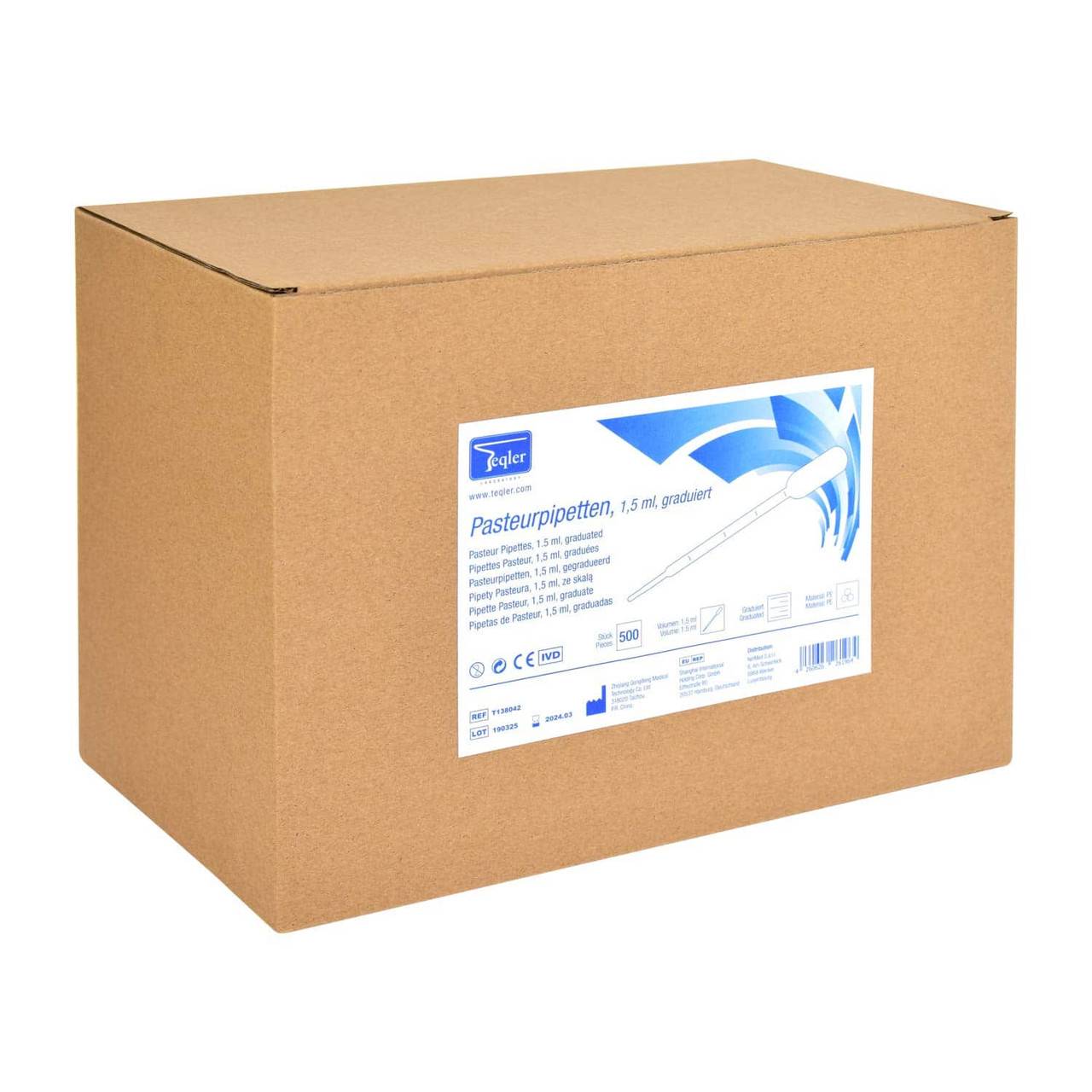 Pasteurpipetter av polyeten 1,5 ml kartong med 500 st