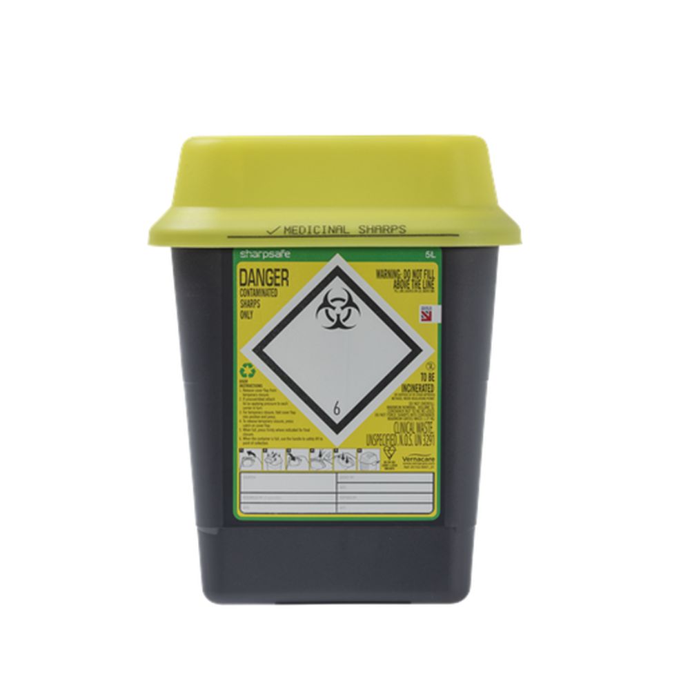 5 liter gul skärande avfallshink Gul Sharpsafe