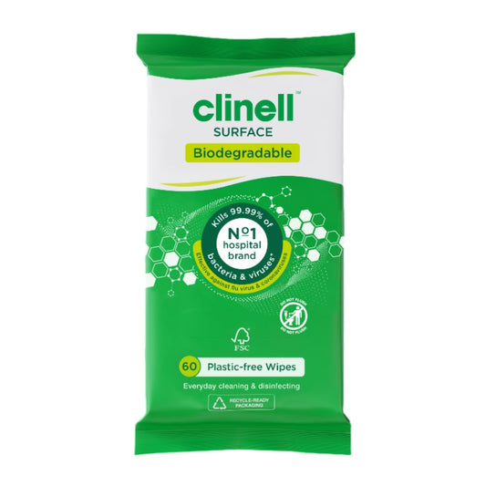 Clinell Universal biologiskt nedbrytbara ytservetter förpackning med 60 st