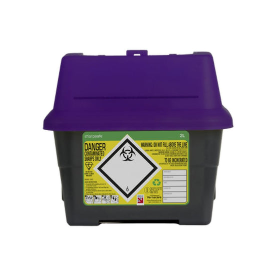 2 liters Sharpsafe lila avfallshink
