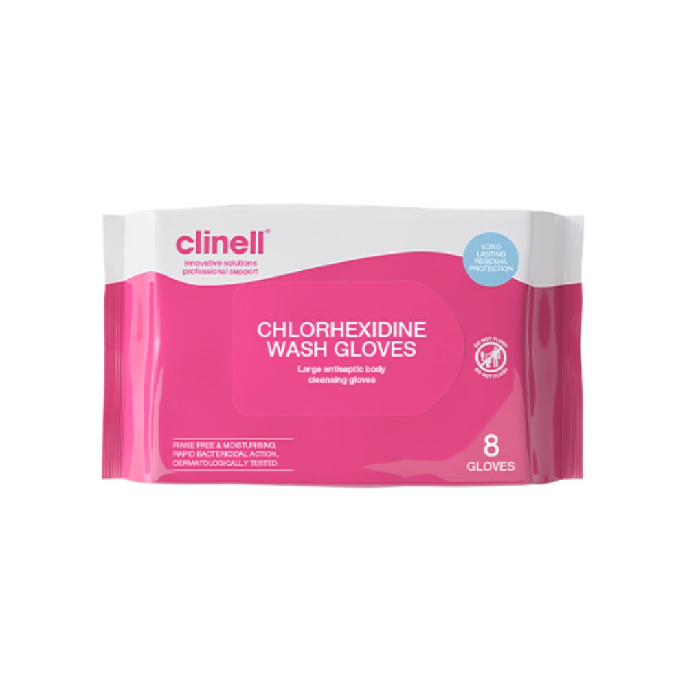Clinell Chlorhexidine Wash Gloves Paket med 8 handskar