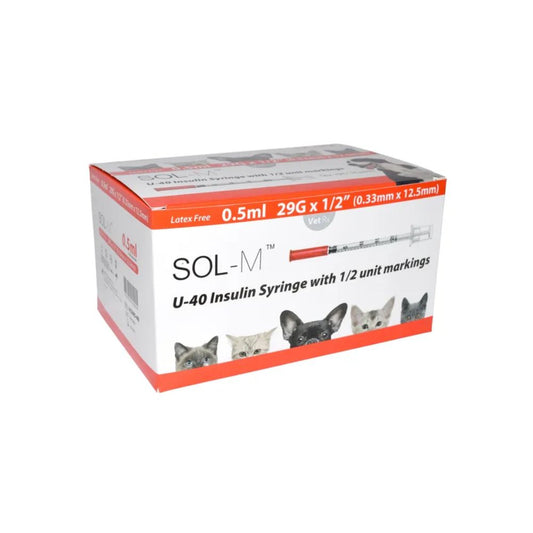 Sol-Vet 0,5 ml 29 g x 0,5 tum U40 spruta med fast nål