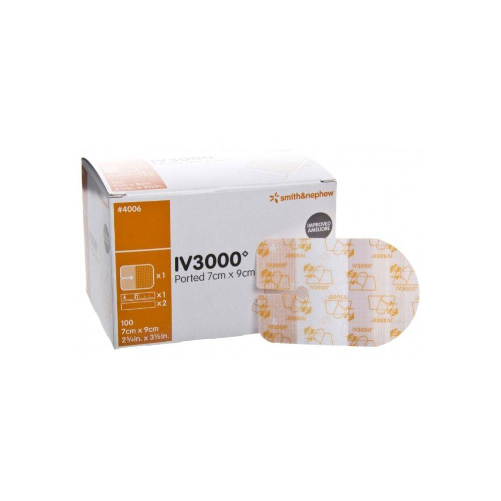 7cm x 9cm Opsite IV3000 Moisture Responsive Ported Kateterförband