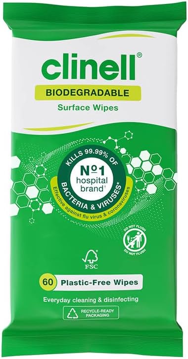 Clinell Universal Biodegradable Surface Wipes Pack of 60