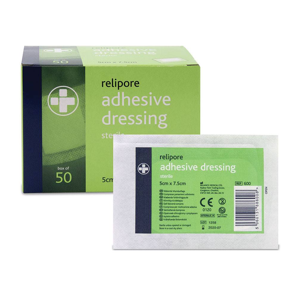 5 cm x 7,5 cm Relipore självhäftande förbandsdynor Paket med 50 st