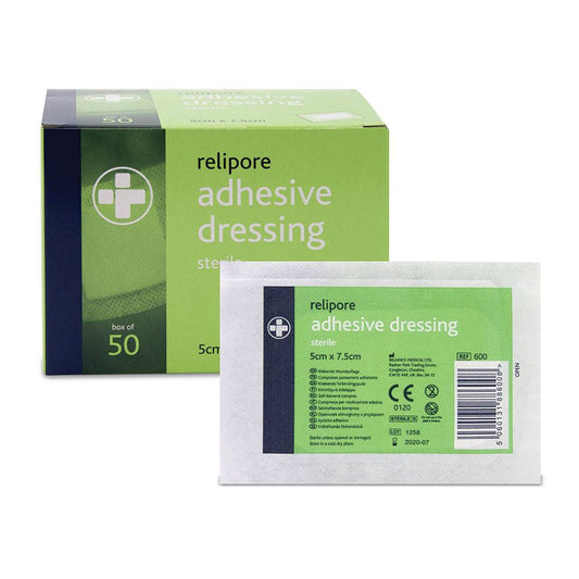 5 cm x 7,5 cm Relipore självhäftande förbandsdynor Paket med 50 st