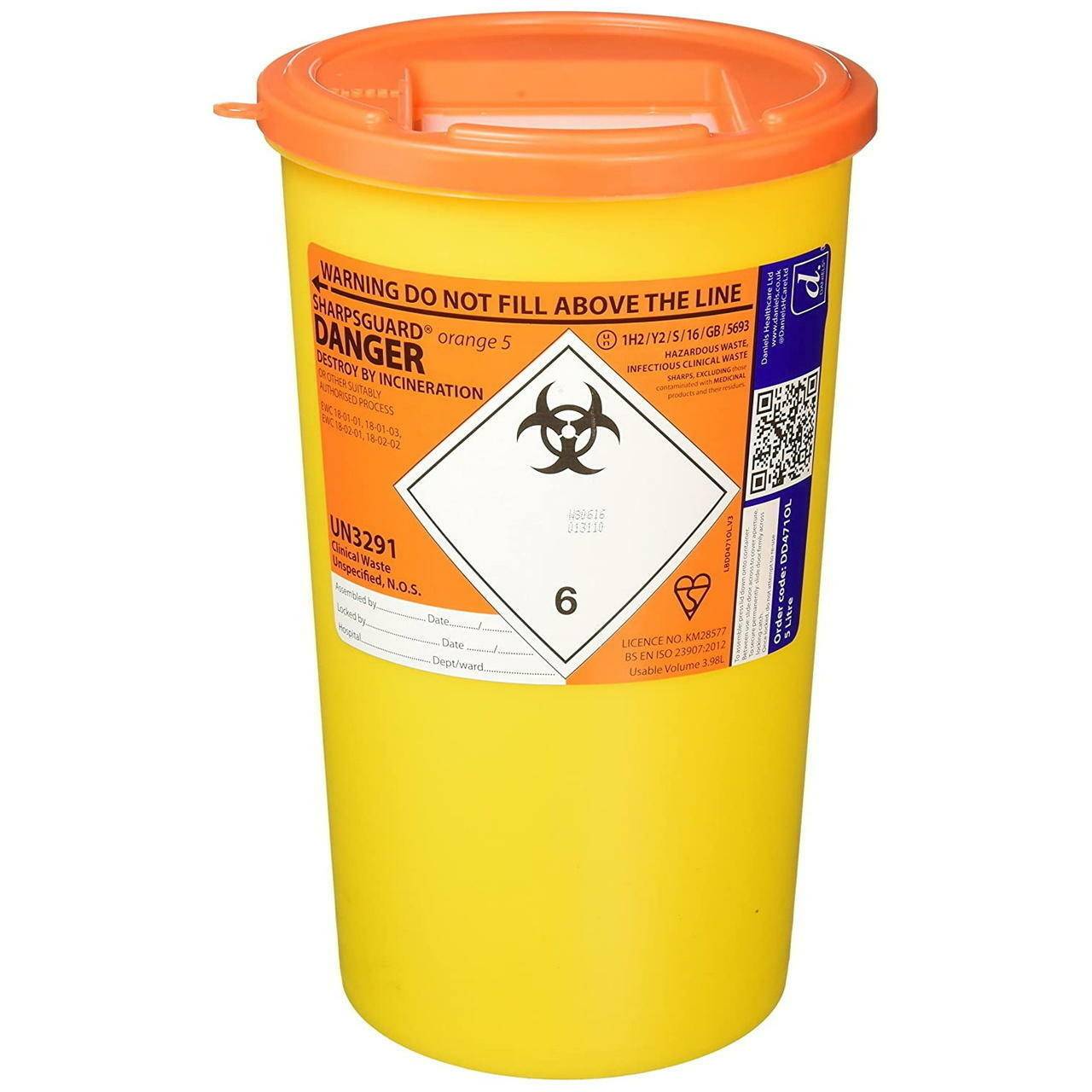 5 Liters Sharpsguard Orange Sharps Bin