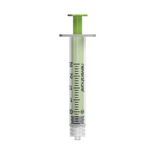 2,5 ml gröna Nevershare Luer Lock-sprutor