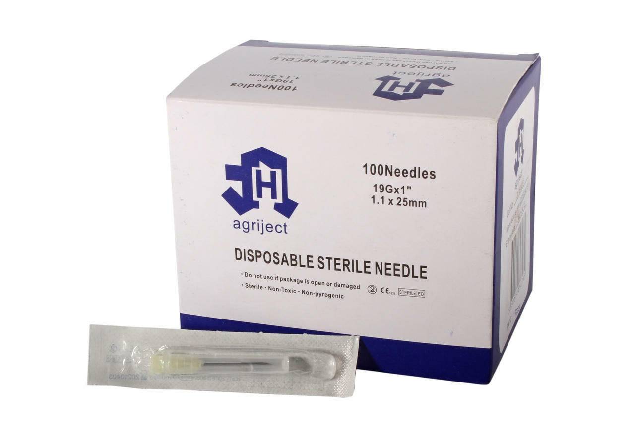 Agriject 19g 1 inch Agriject Disposable Needles Poly Hub UKMEDI UK Medical Supplies