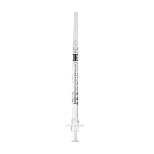 1ml 25g 5/8 inch Sol-Care Safety Syringe with Fixed Needle 100018IM UKMEDI.CO.UK