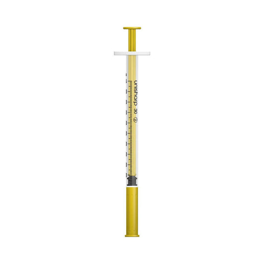 1ml 0.5 inch 30g Gold Unisharp Syringe & Needle u100 UF30G UKMEDI.CO.UK