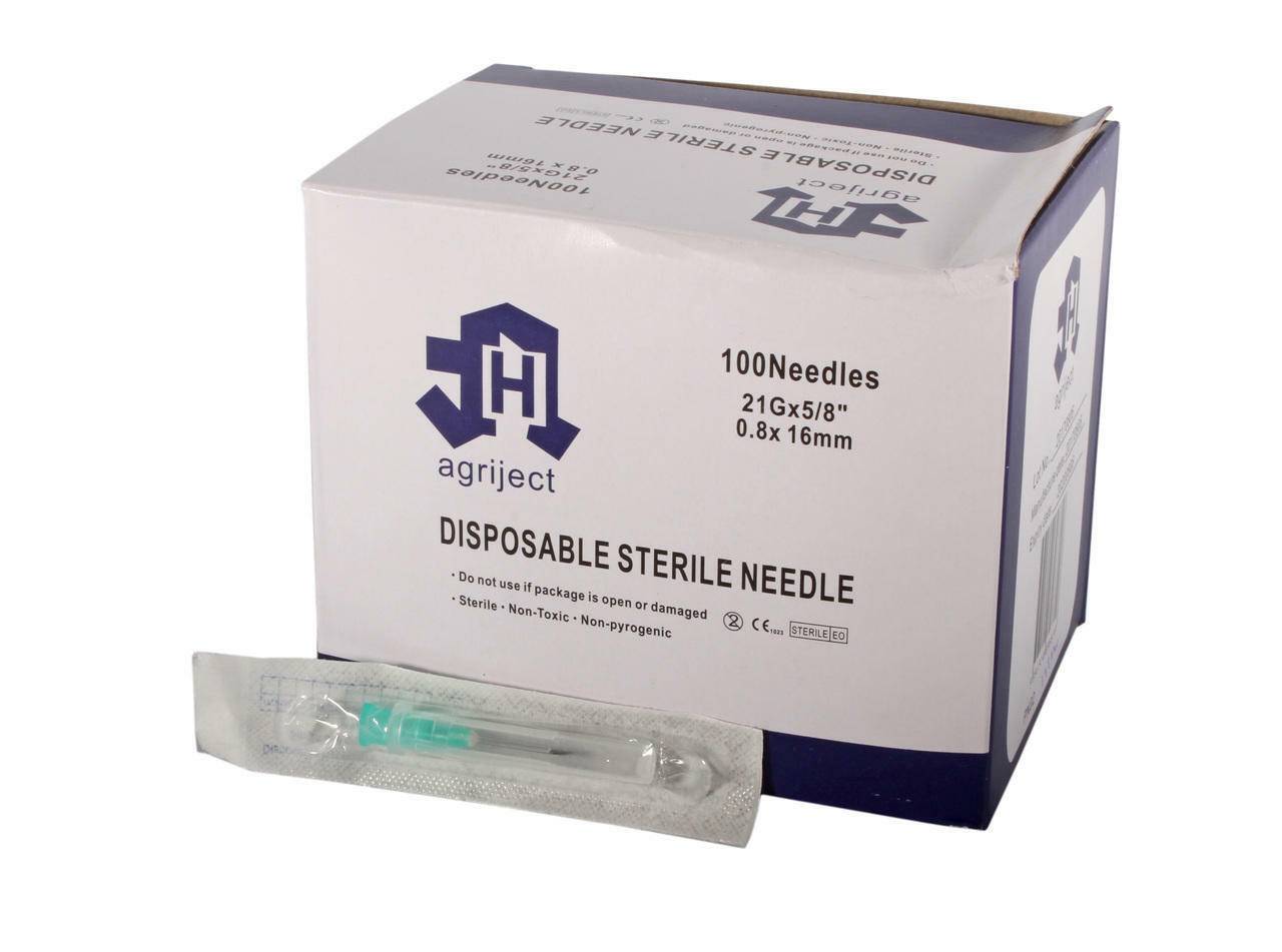 Agriject 21g 5/8 inch Agriject Disposable Needles Poly Hub UKMEDI UK Medical Supplies