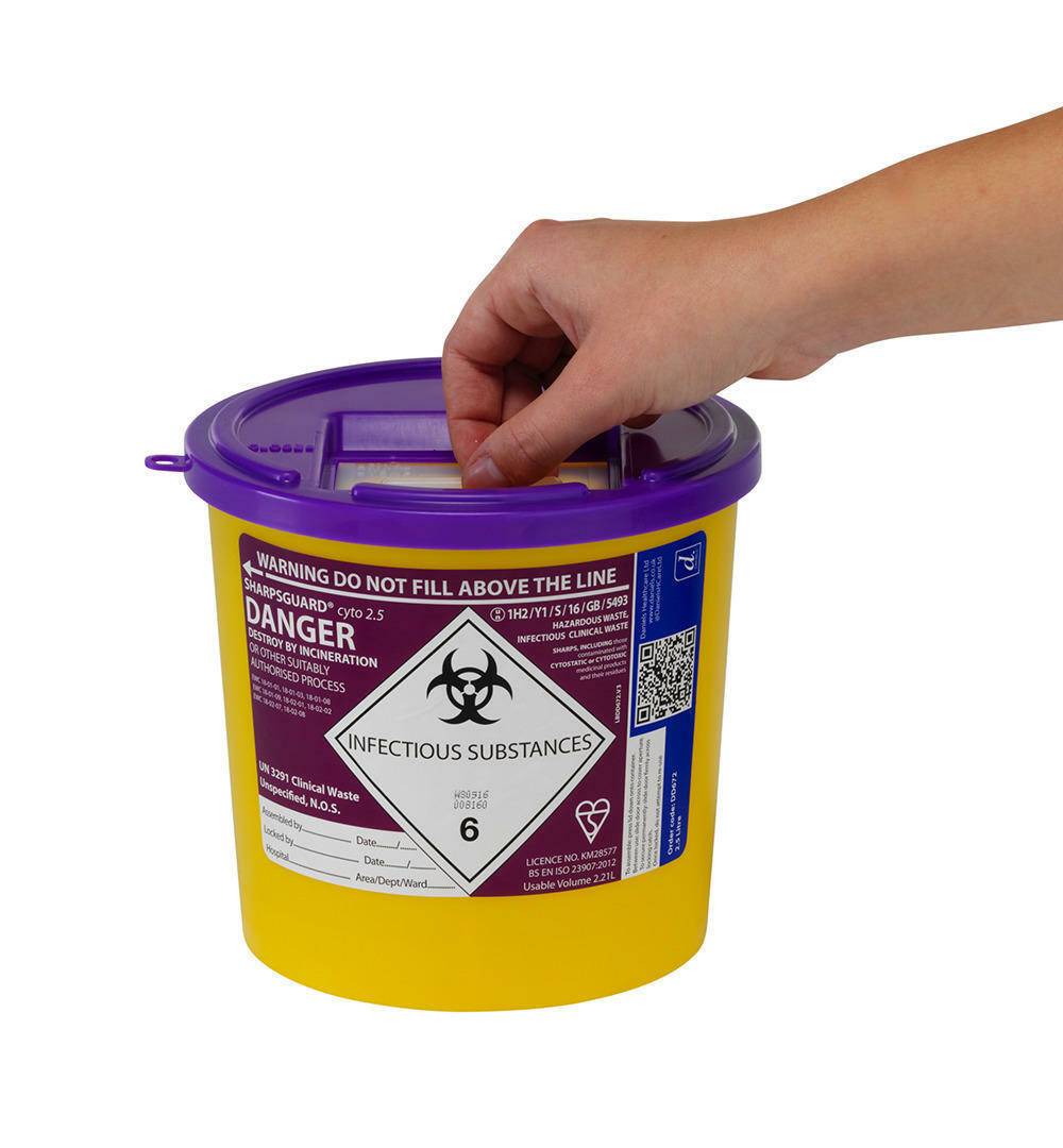 2.5 Litre Sharpsguard Purple Cyto Sharps Bin DD672 UKMEDI.CO.UK