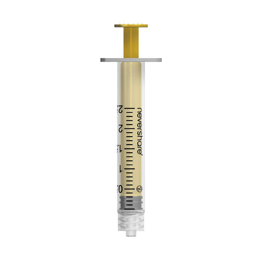2,5 ml gula Nevershare Luer Lock-sprutor
