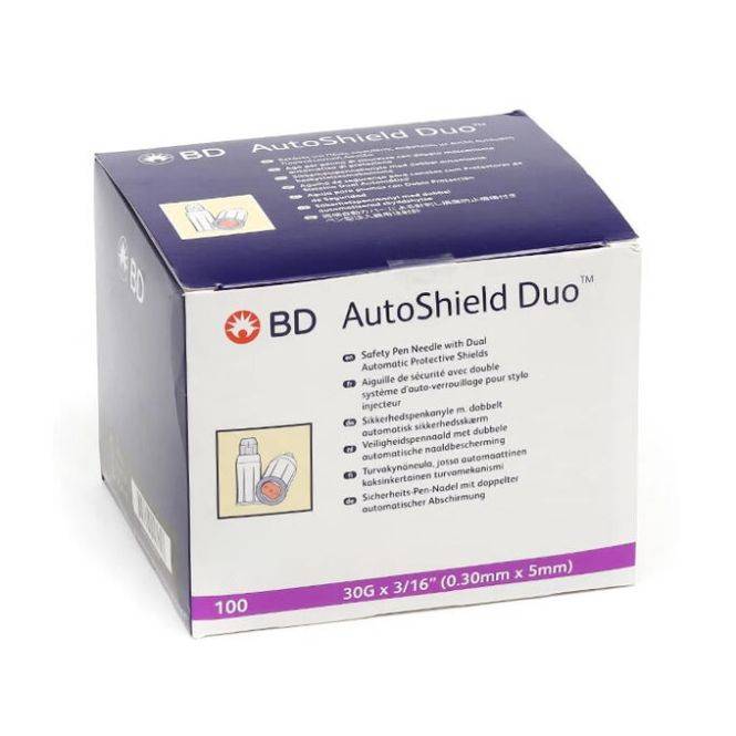 30g x 5 mm BD AutoShield Duo Pennålar Box med 100 st