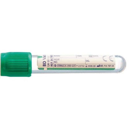 BD Vacutainer 6ml Plast Litium Heparin Tube Grön Hemogard Stängning