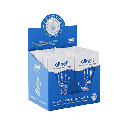 Clinell Antimicrobial Hand Wipes 100 dospåsar