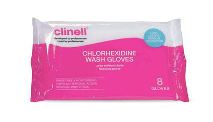 Clinell Chlorhexidine Wash Gloves Paket med 8 handskar