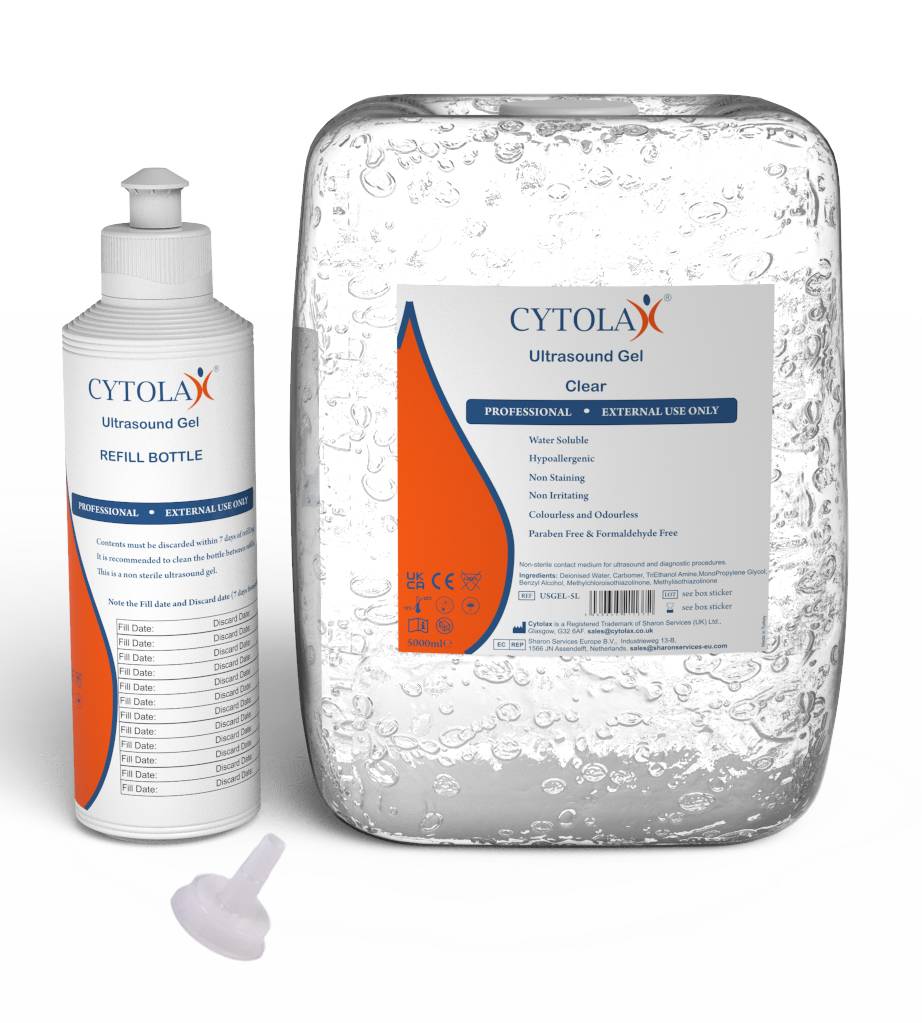 Cytolax Clear Ultrasound Gel 5 liter med påfyllningsflaska