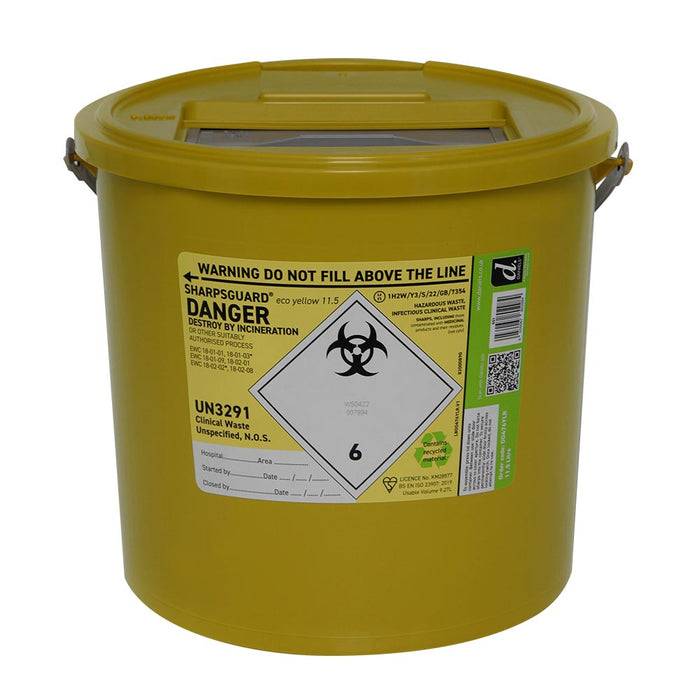 11,5 liters Sharpsguard Yellow Sharps Bin