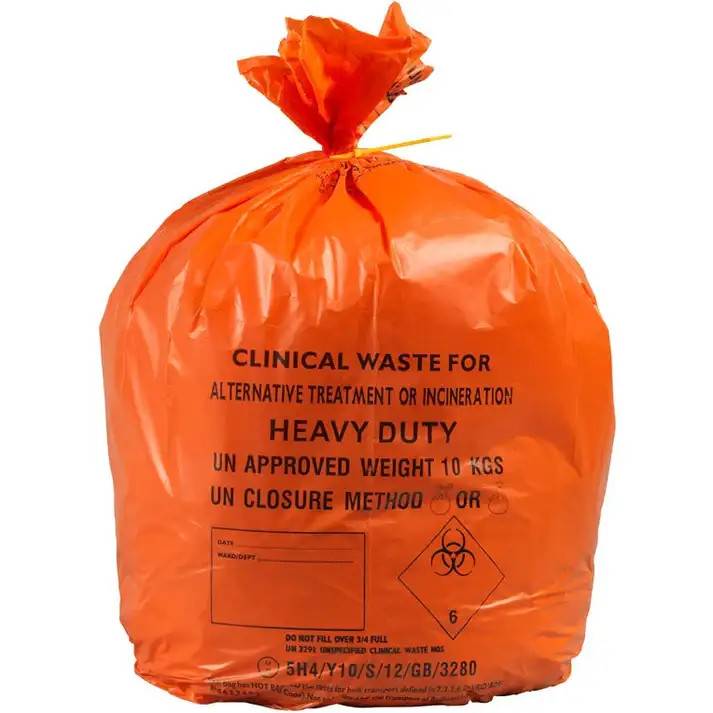28 x 38 tum Orange Duty kliniska avfallspåsar 90 liters rulle med 25