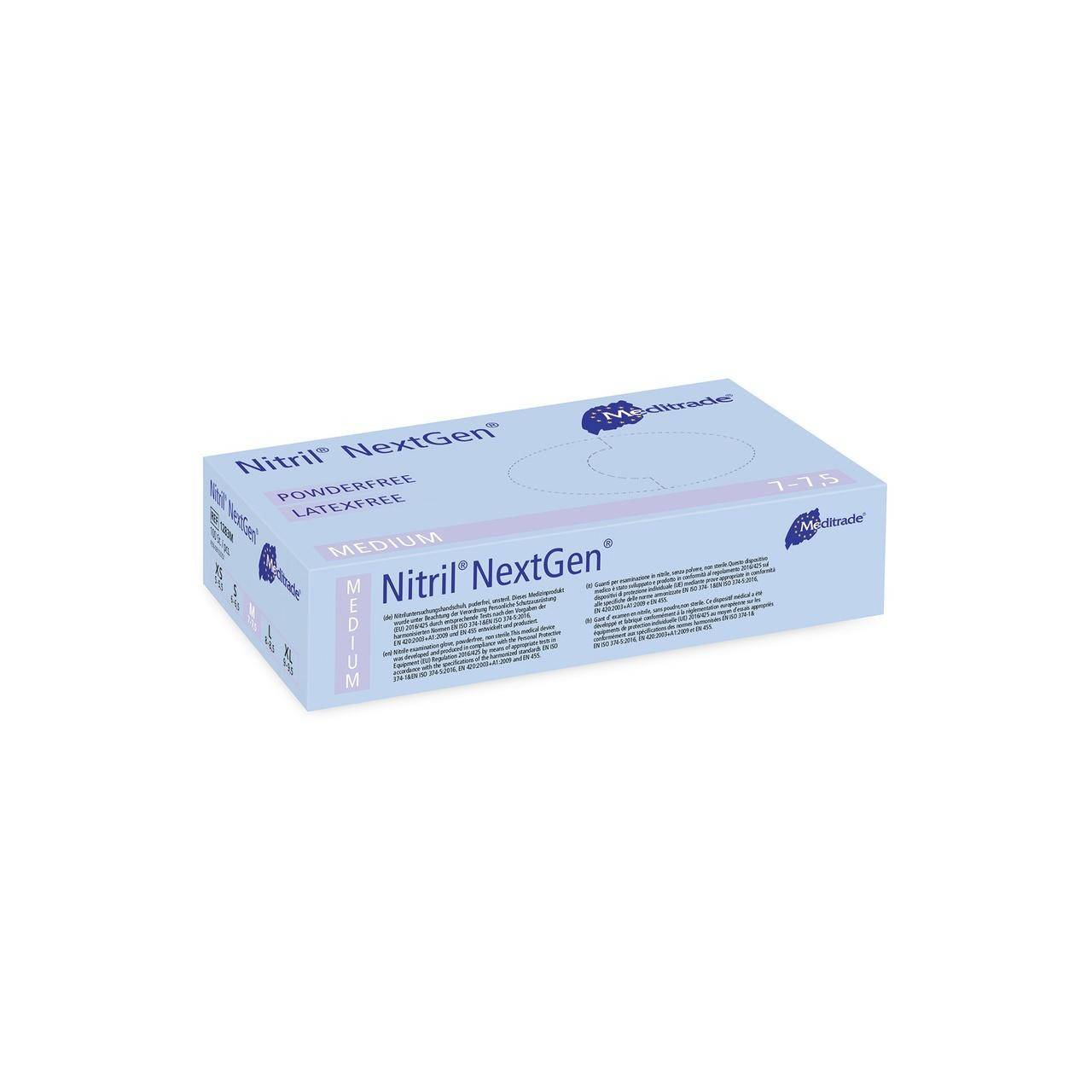 Nitrile Examination Gloves XS-XL Meditrade NextGen Powder Free Blue - UKMEDI