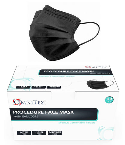 Typ IIR kirurgisk ansiktsmask x 50 (svart)
