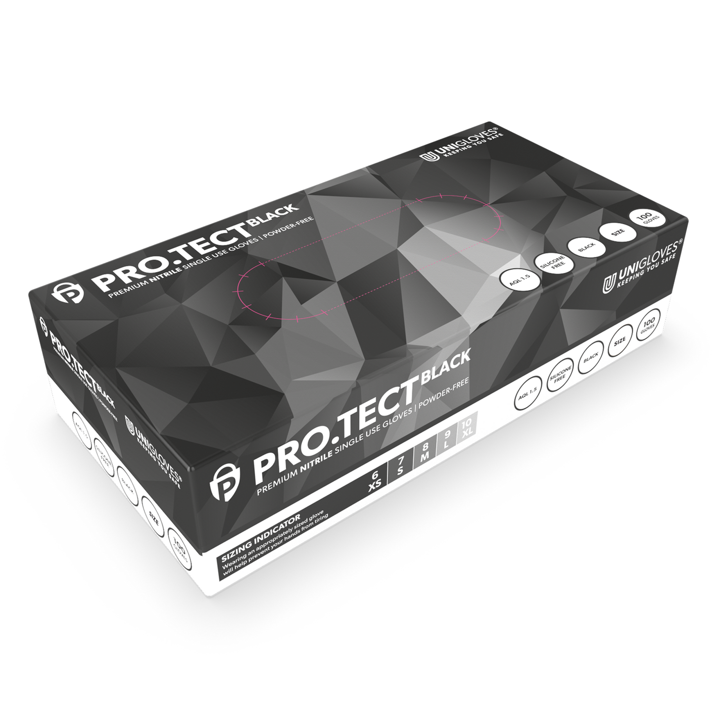 PRO.TECT Black Nitrile Handskar Box med 100 st