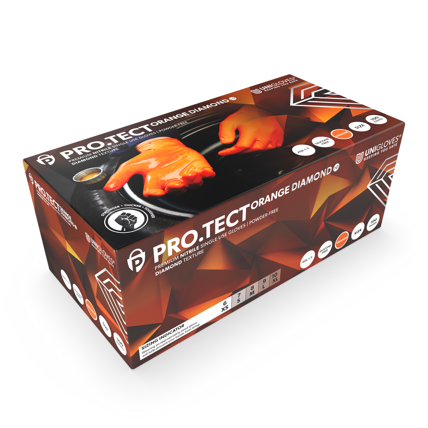 PRO-TECT Orange Diamond HD Nitril handskar box med 100 st