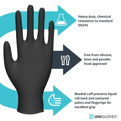 PRO.TECT Black HD Heavy Duty Nitrile Gloves