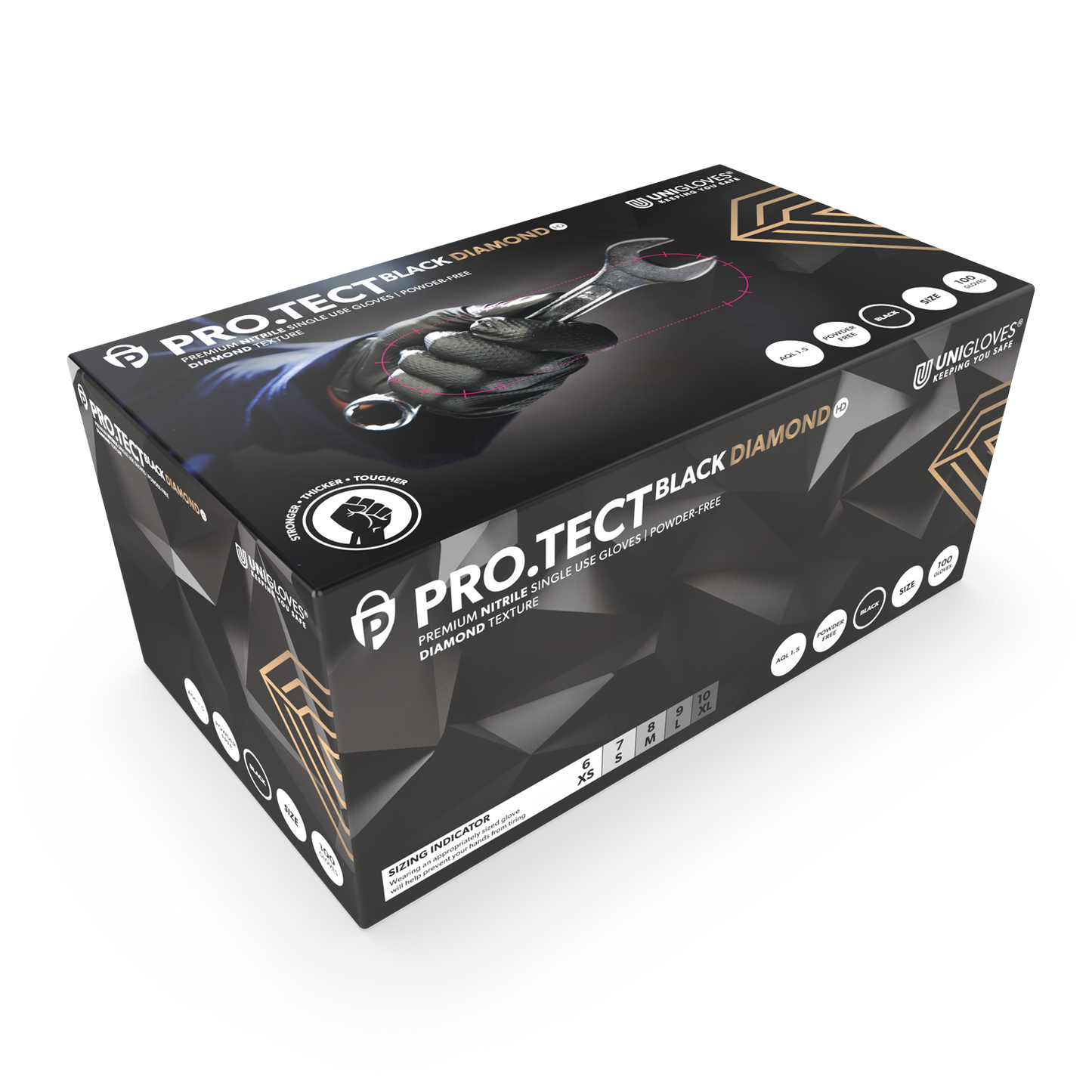 PRO.TECT Black Diamond HD Textured Nitrile Handskar Box med 100 st