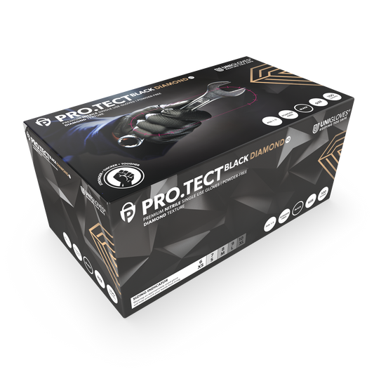 PRO.TECT Black Diamond HD Textured Nitrile Handskar Box med 100 st
