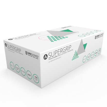 Unicare Supergrip Premium Latex undersökningshandskar box med 100 st