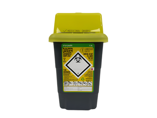 1,8 liter Sharpsafe gul avfallshink för vassa föremål
