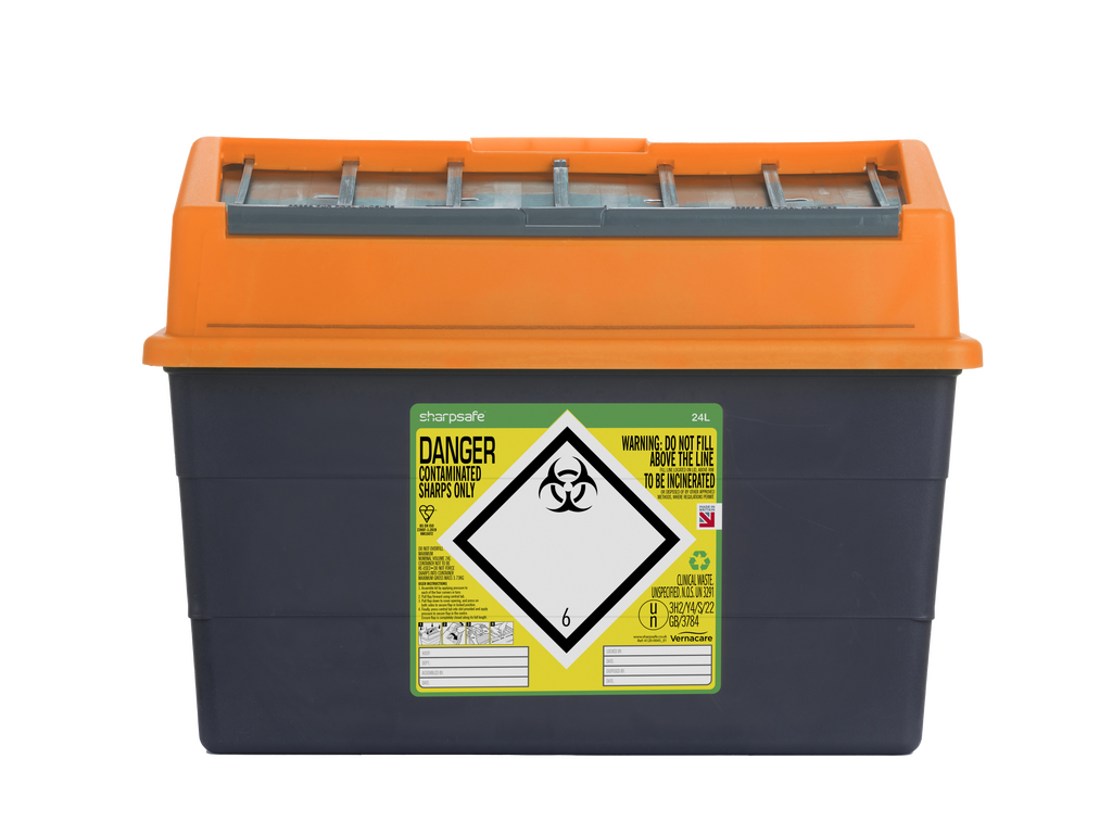 24 Liter Sharpsafe Orange Skärande Avfall Behållare