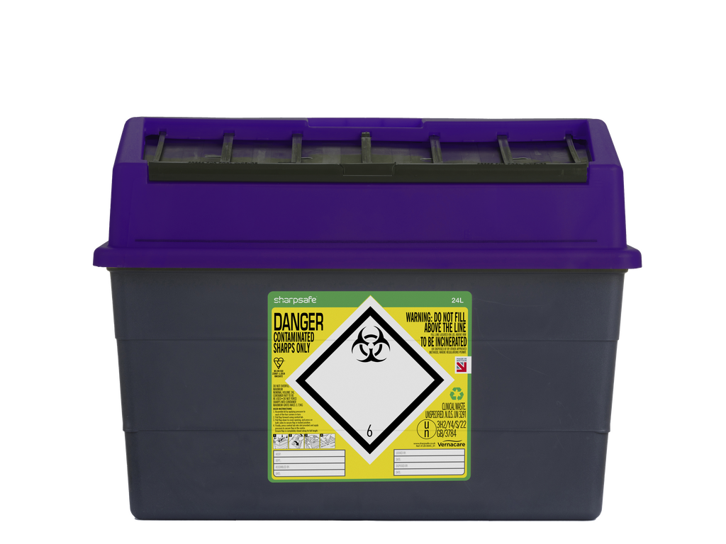 24 Liters Sharpsafe Lila Kanylebehållare