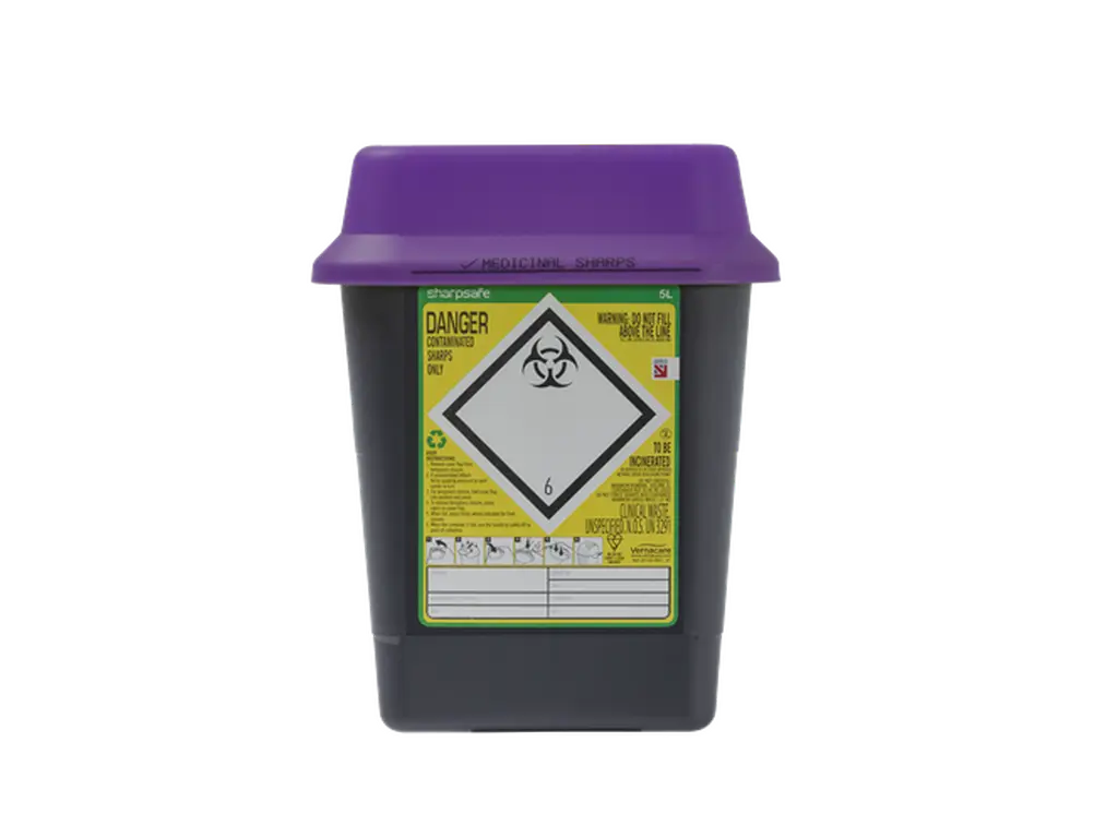 5 Liters Sharpsafe Lila Skärande Avfall Behållare