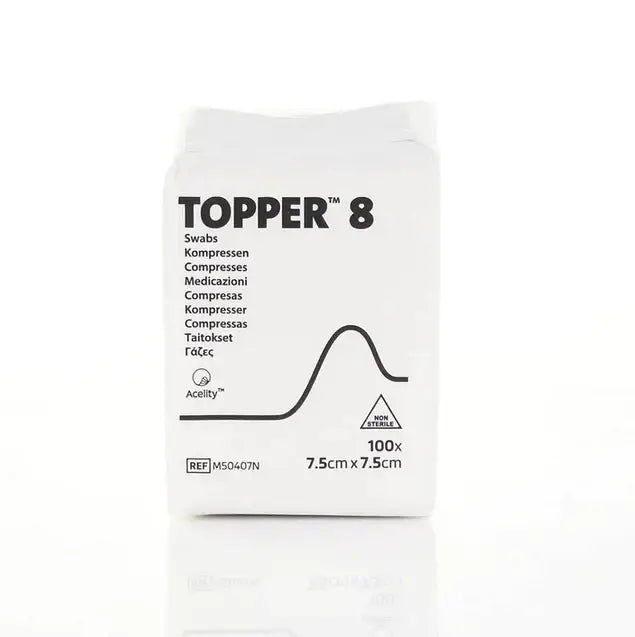 7,5 cm x 7,5 cm Topper 8 4-lagers icke-sterila pinnar Förpackning med 100 J&J