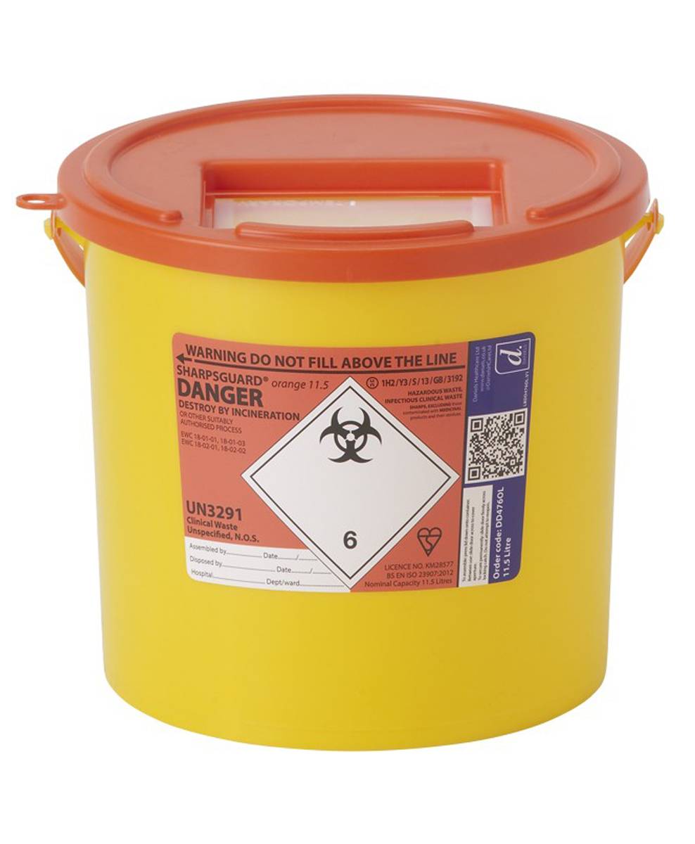 11,5 liters Sharpsguard Orange Sharps Bin