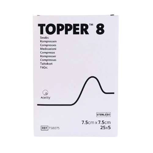 7,5 cm x 7, cm Topper 8 12-lagers icke-sterila pinnar Förpackning med 125 J&J